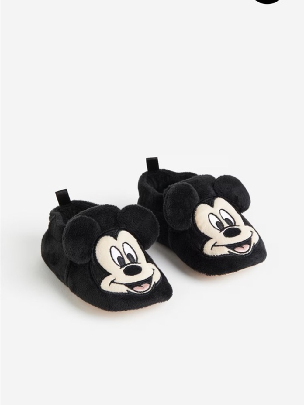 H&M Black Mickey Mouse Plush Slip-Ons for Kids
